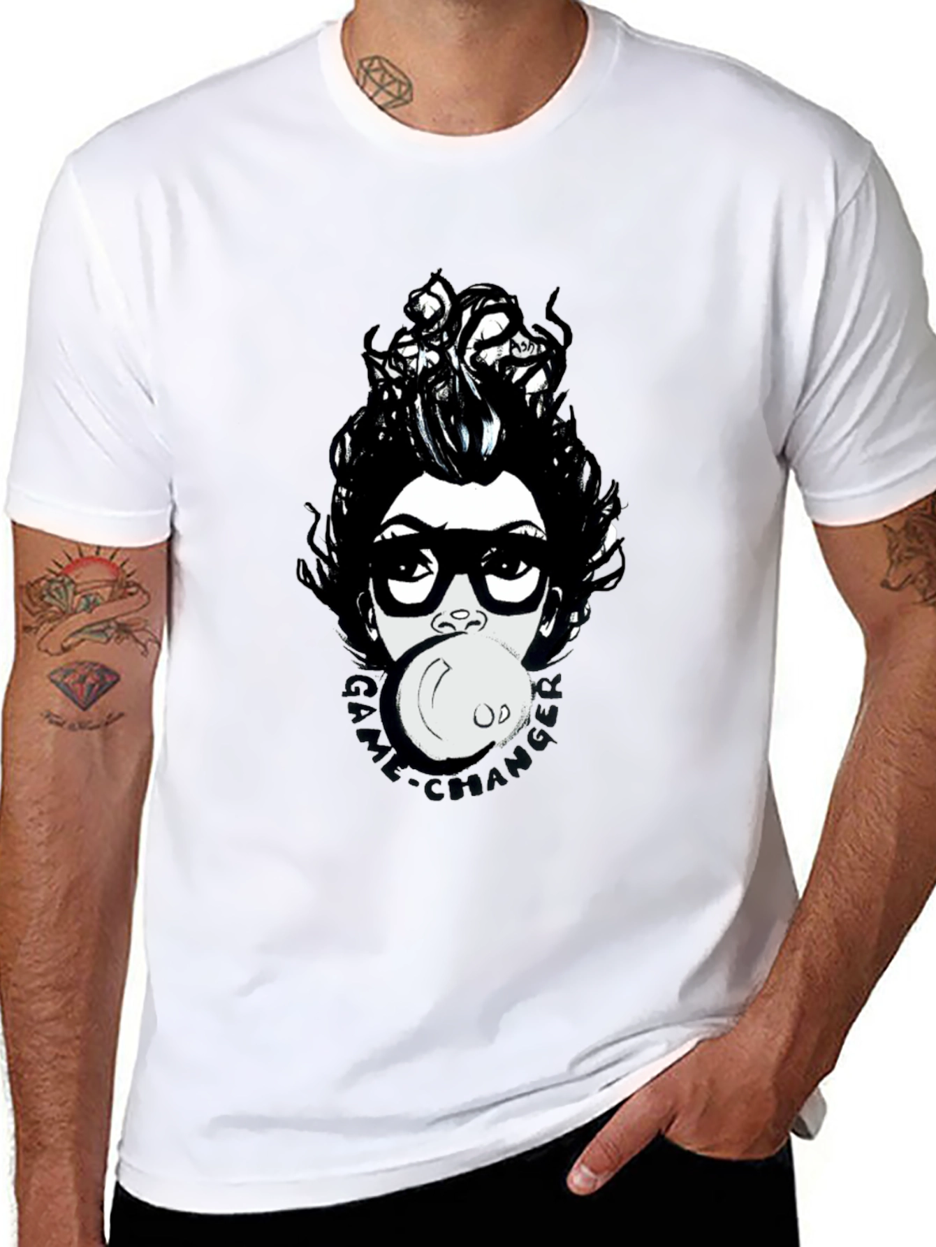 Funky Graphic Print T-Shirt - Bubble Gum Girl