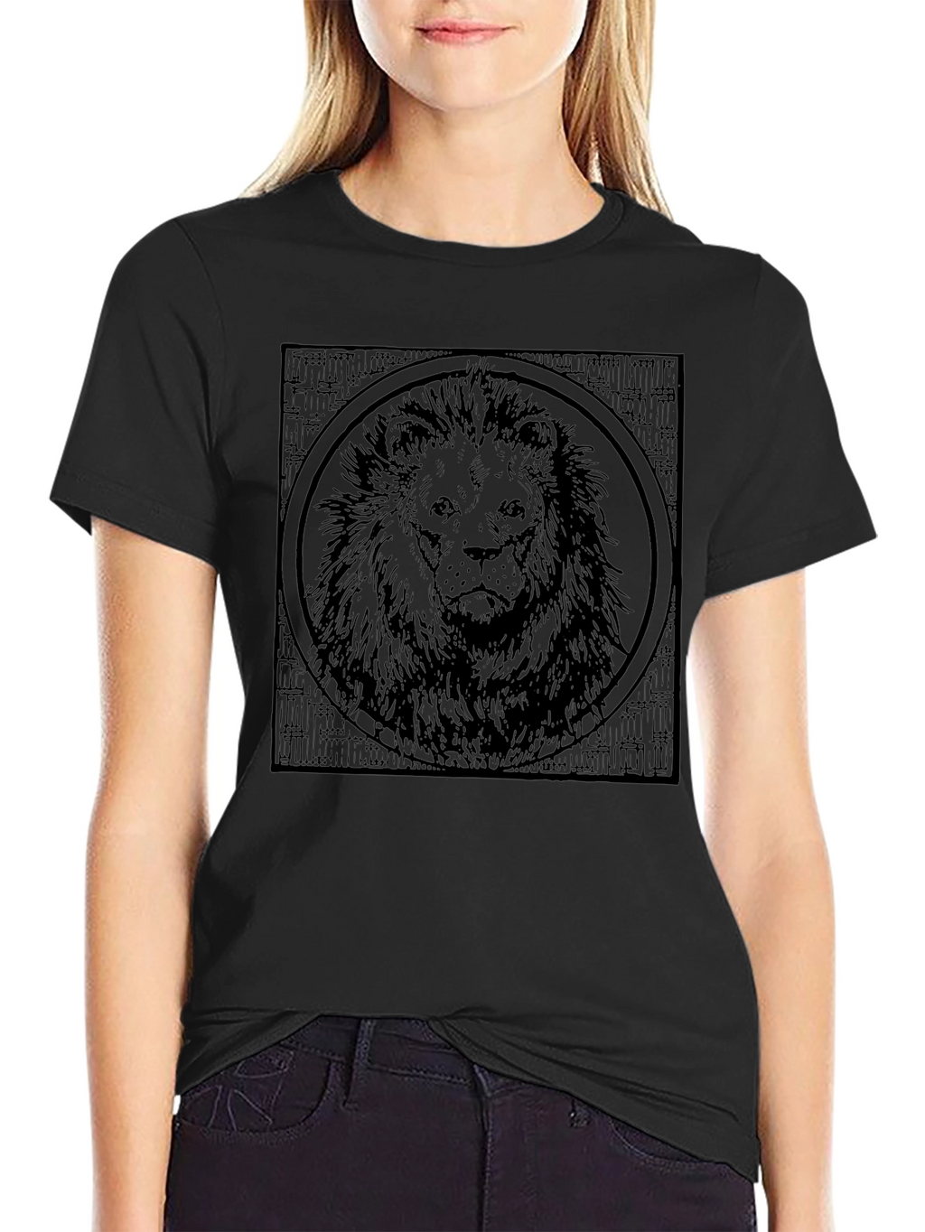 Lion Graphic Print Mens Black T-Shirt