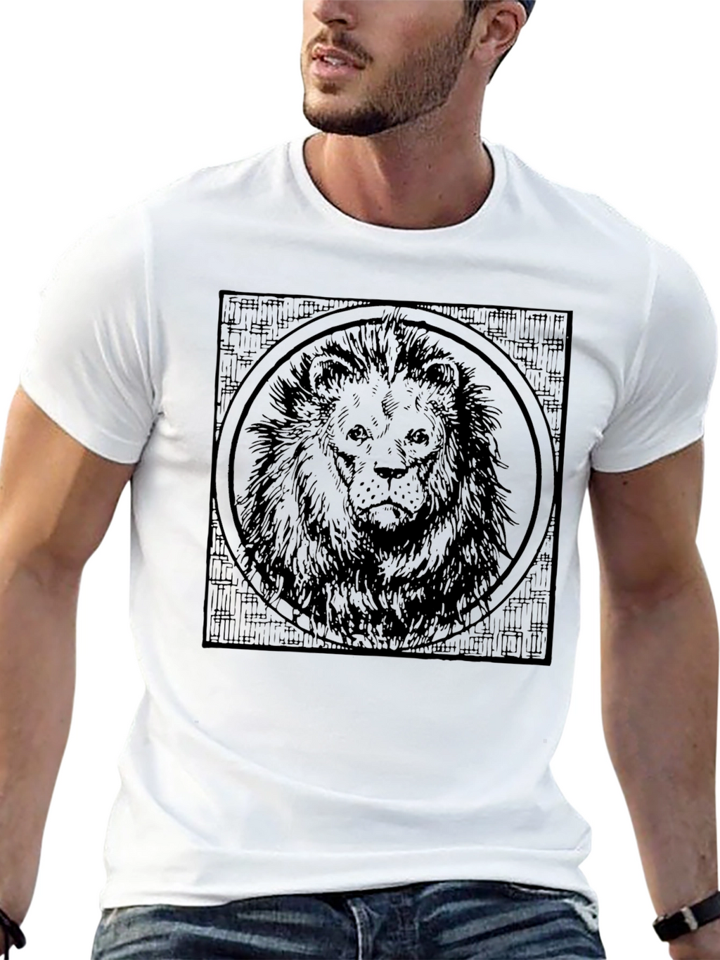 Lion Graphic Print Mens Black T-Shirt
