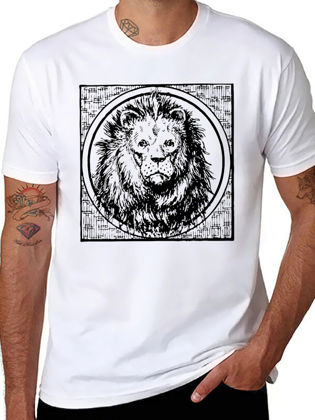 Lion Graphic Print Mens Black T-Shirt