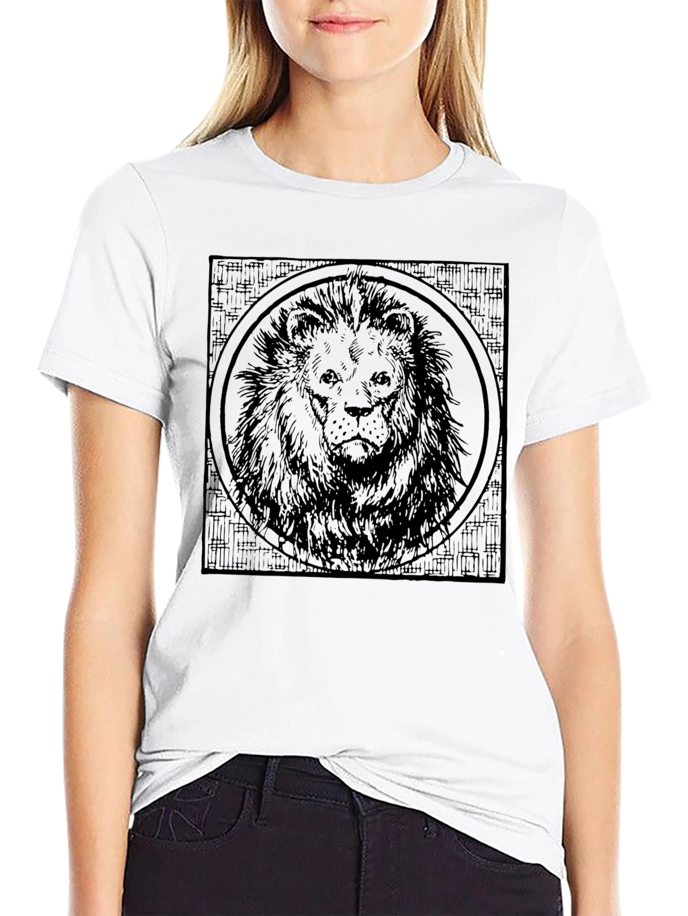 Lion Graphic Print Mens Black T-Shirt