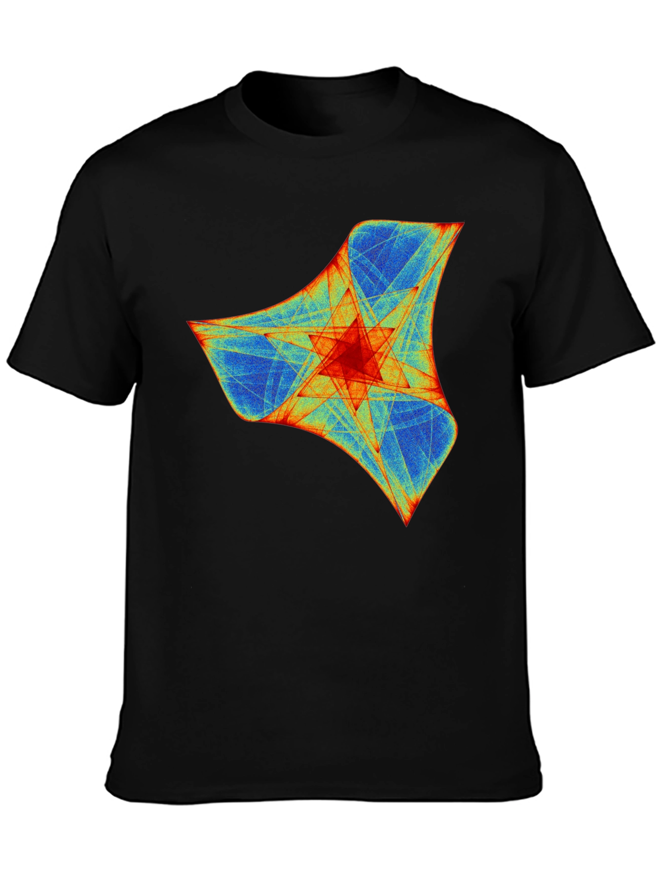 Abstract Geometric Print Crew Neck T-Shirt - Black