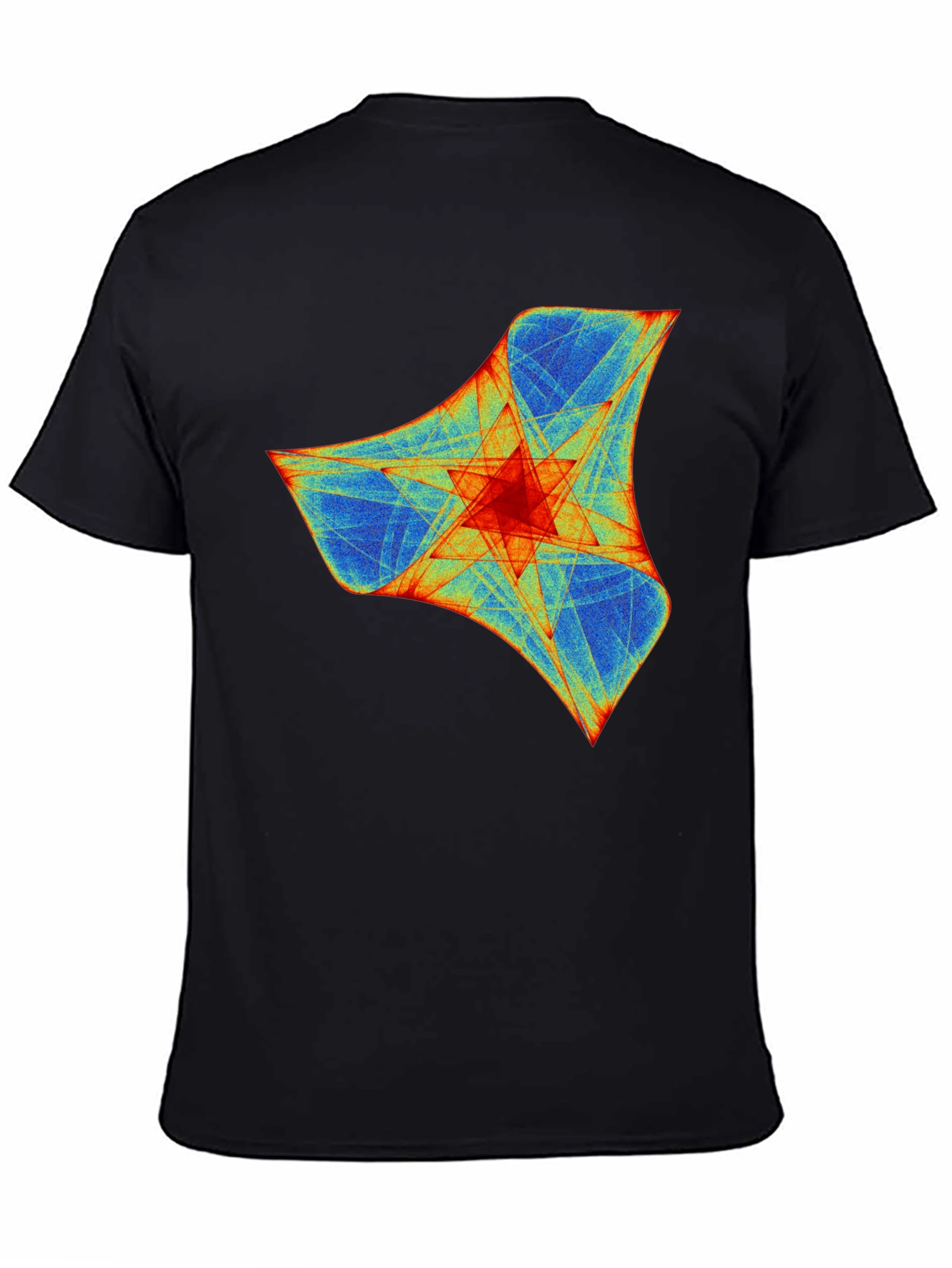 Abstract Geometric Print Crew Neck T-Shirt - Black