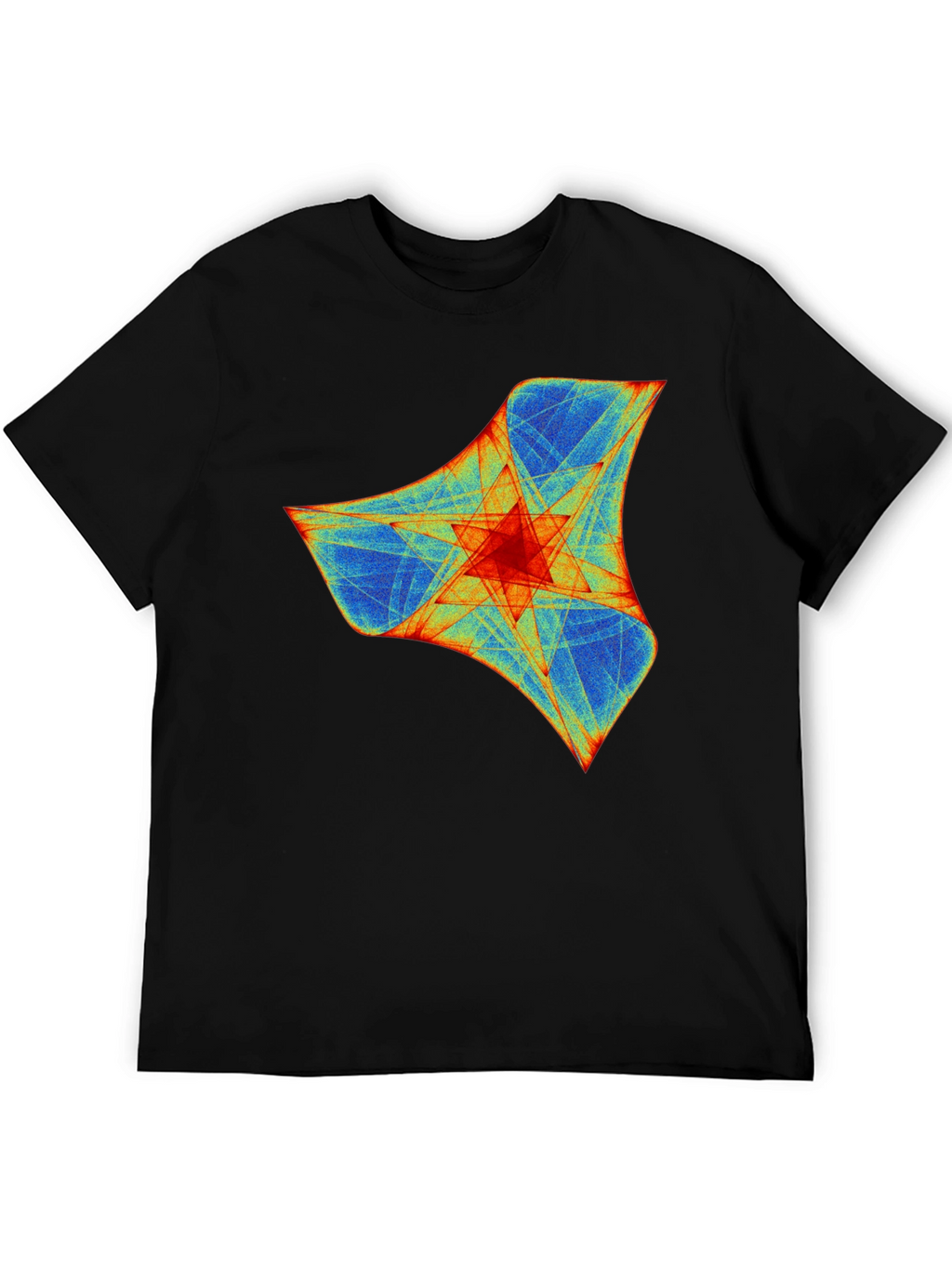 Abstract Geometric Print Crew Neck T-Shirt - Black