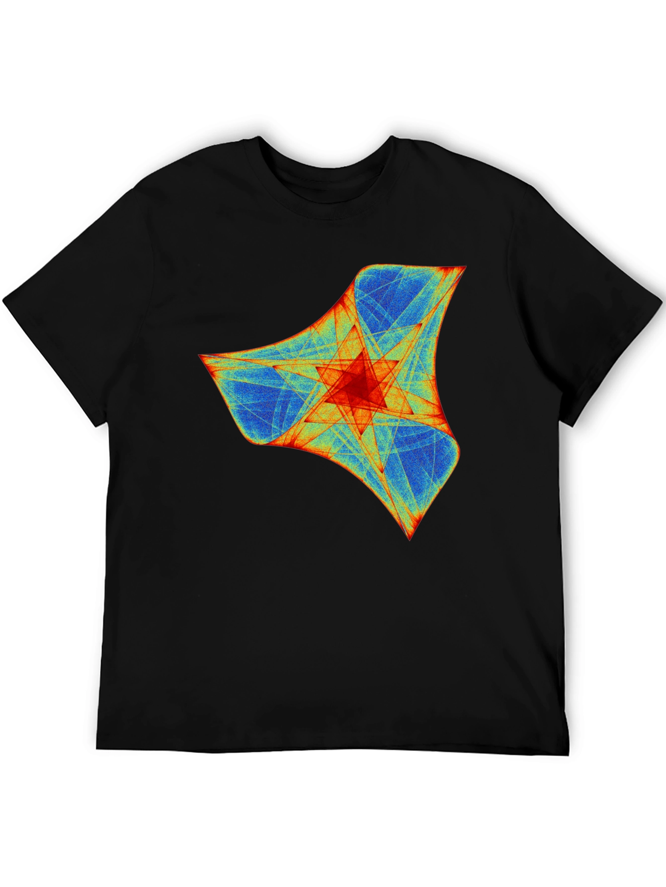 Abstract Geometric Print Crew Neck T-Shirt - Black