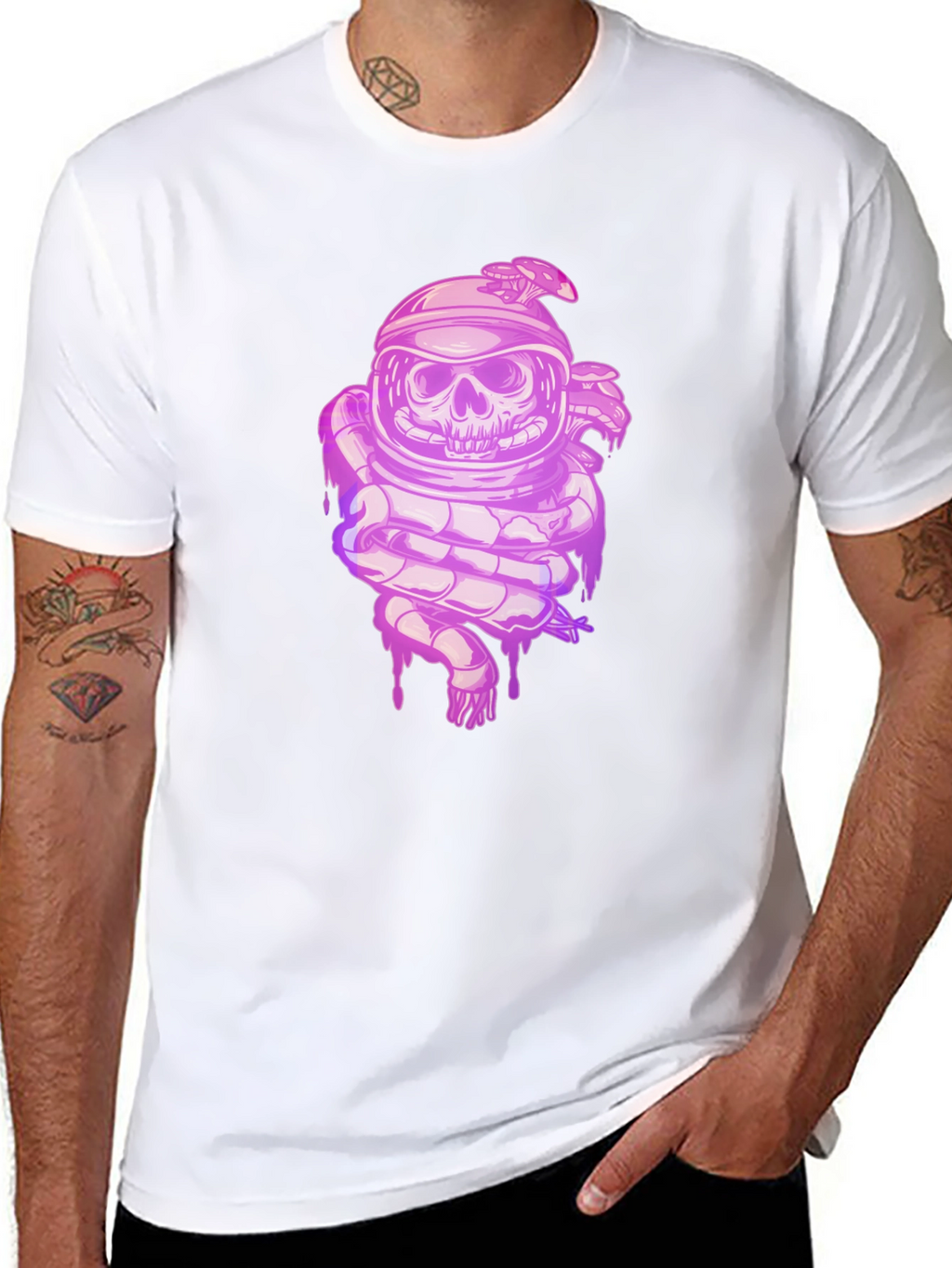 Skull Astronaut Graphic Tee - Black