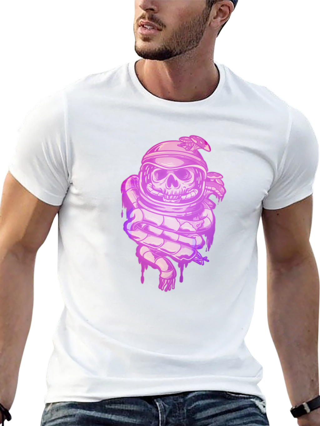Skull Astronaut Graphic Tee - Black