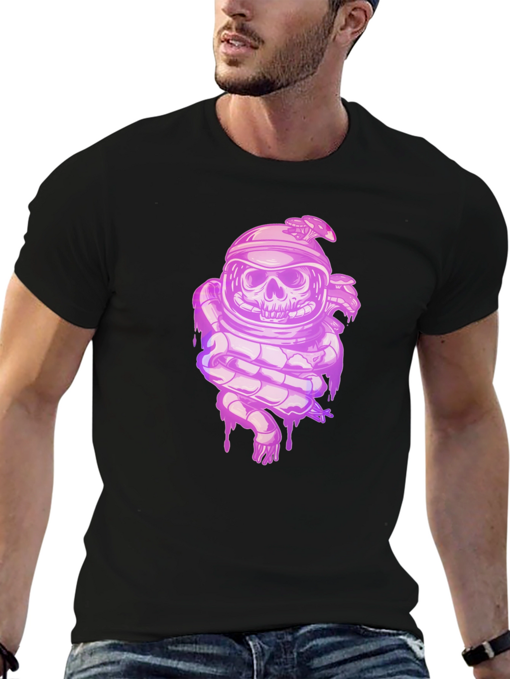 Skull Astronaut Graphic Tee - Black