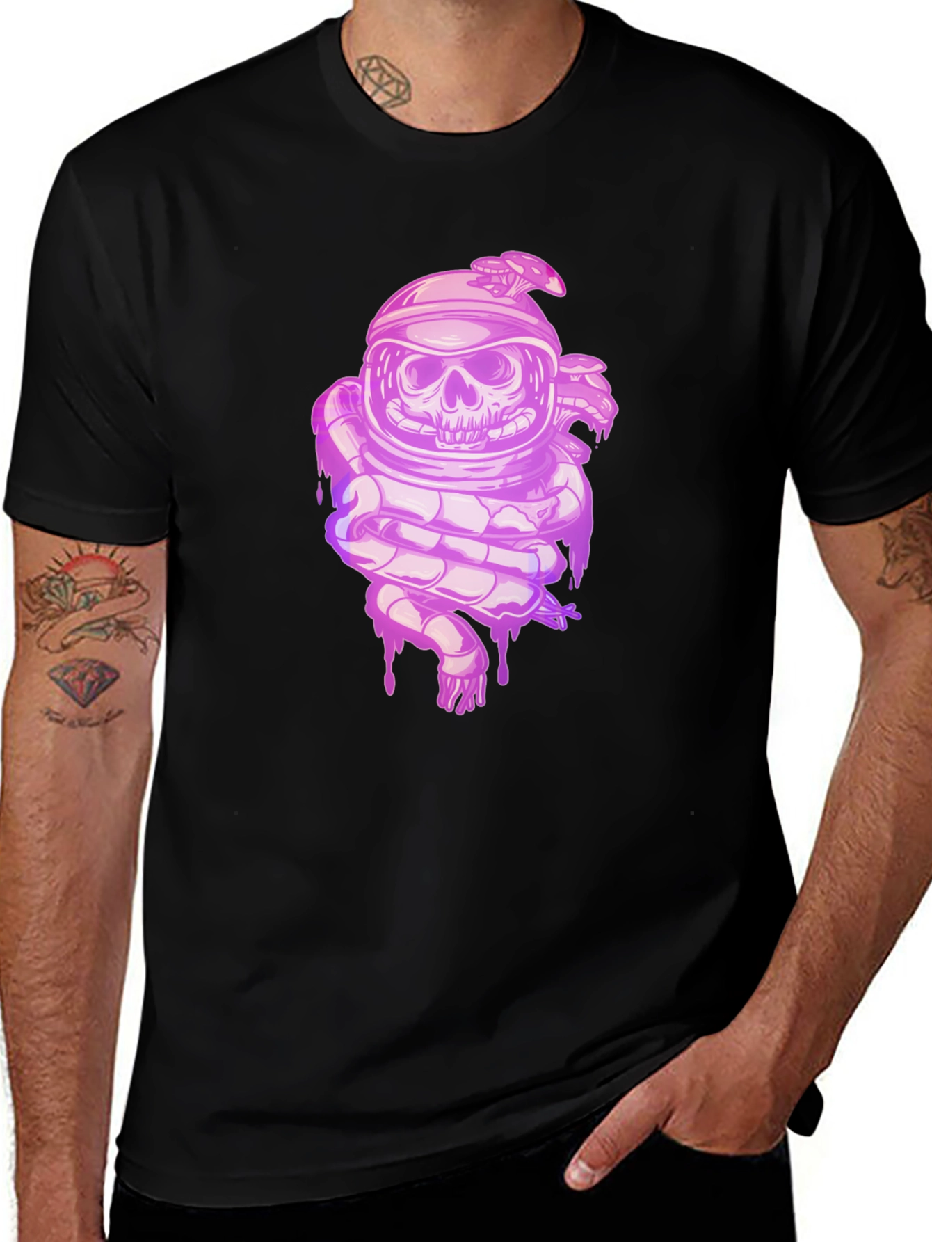 Skull Astronaut Graphic Tee - Black