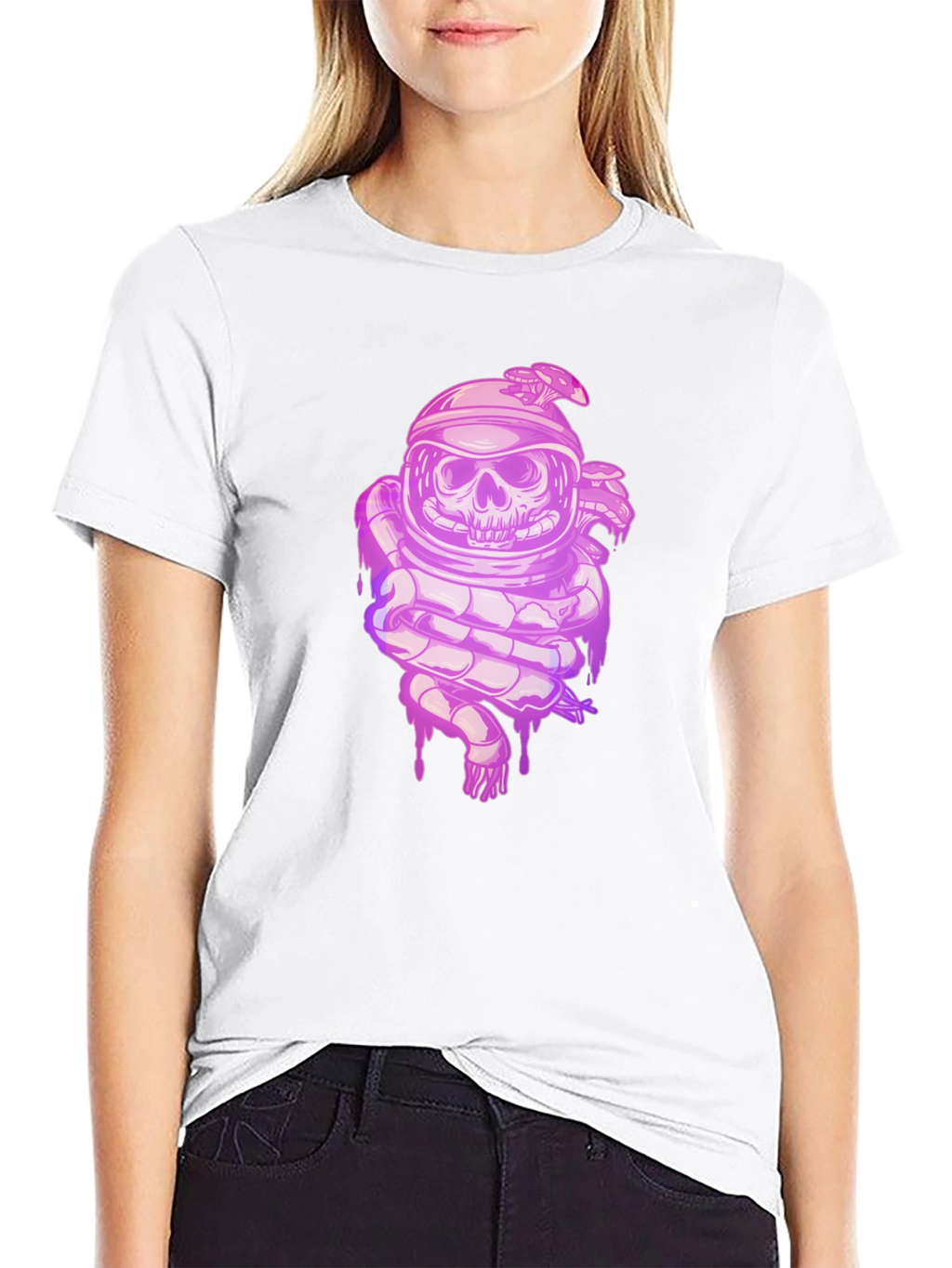 Skull Astronaut Graphic Tee - Black