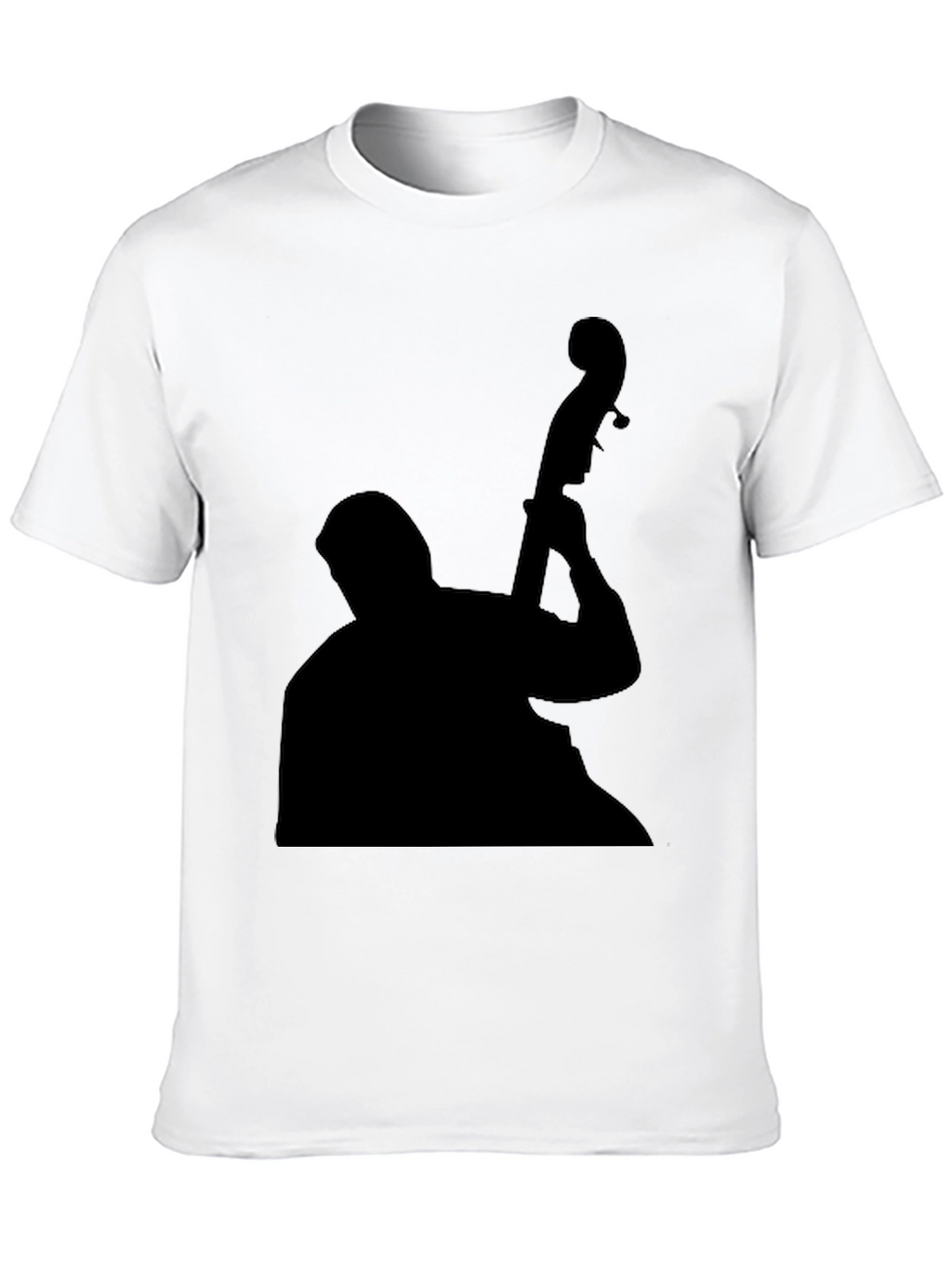 Jazz Bass Player Silhouette Black T-Shirt