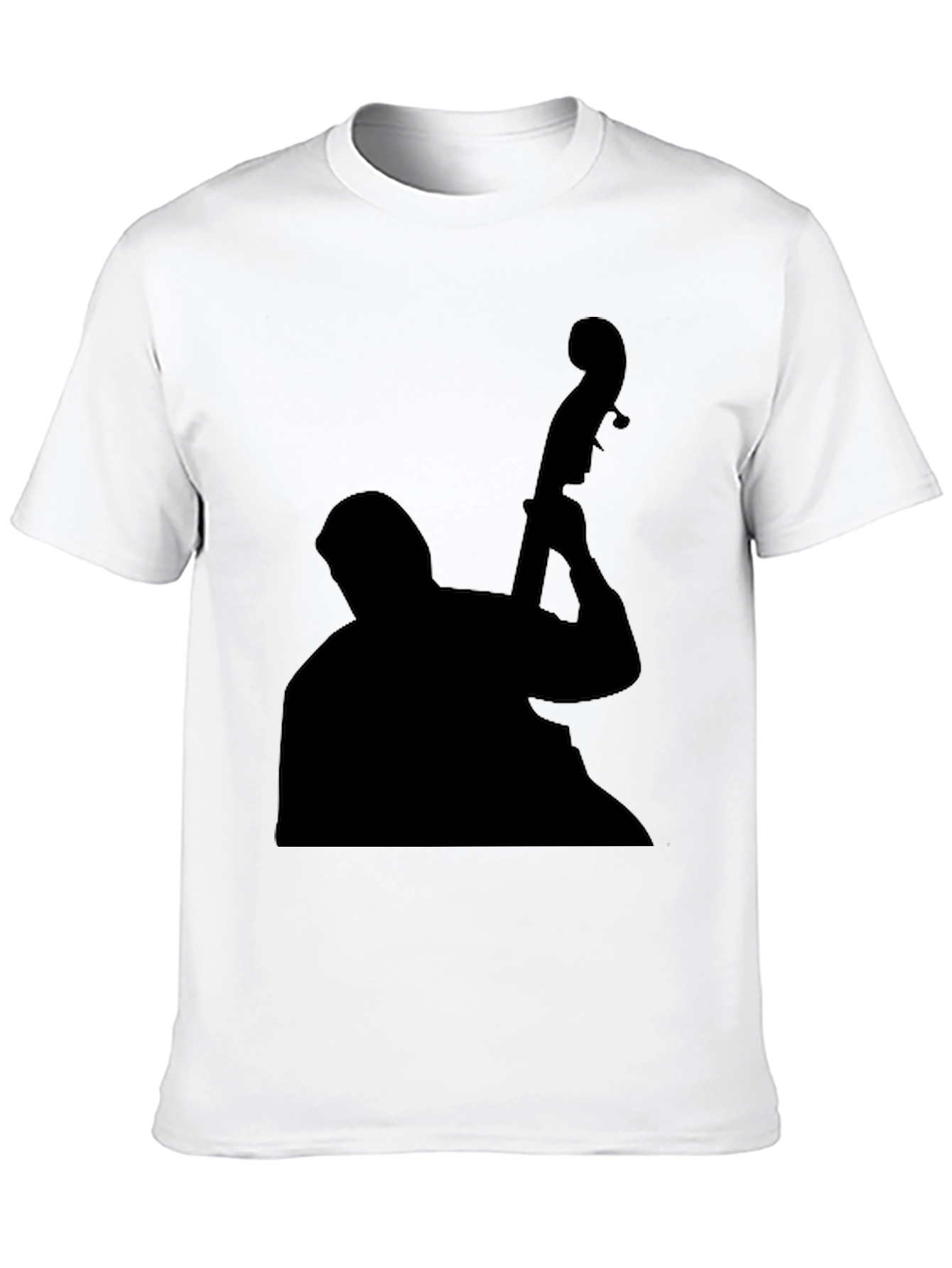 Jazz Bass Player Silhouette Black T-Shirt