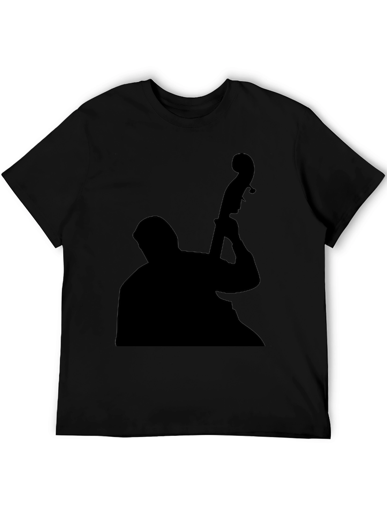 Jazz Bass Player Silhouette Black T-Shirt