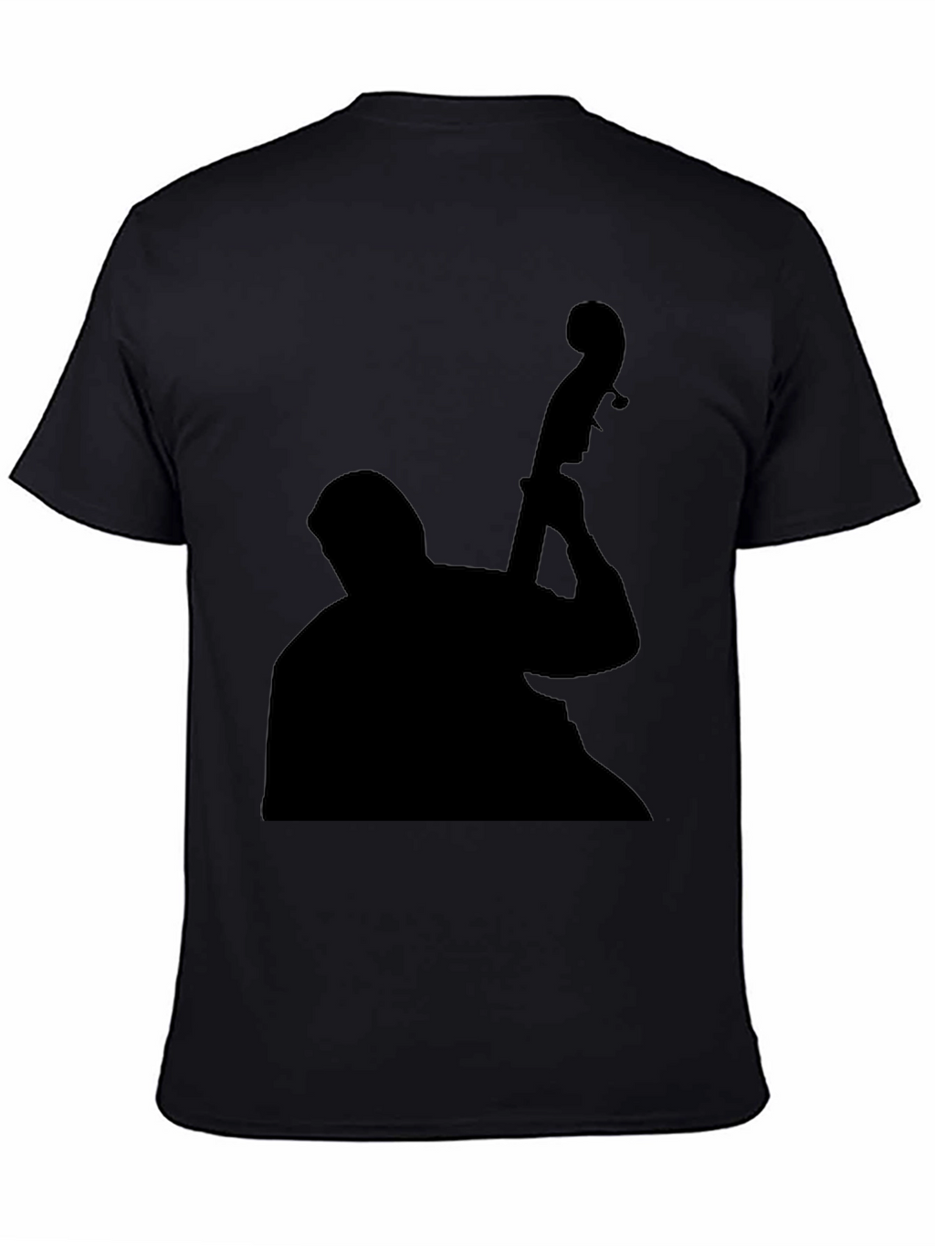 Jazz Bass Player Silhouette Black T-Shirt