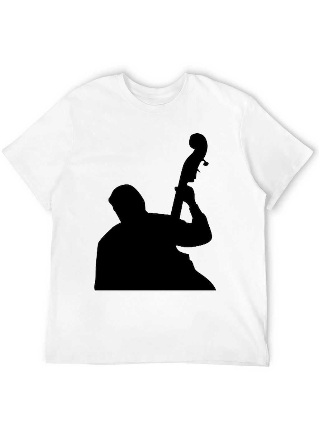 Jazz Bass Player Silhouette Black T-Shirt