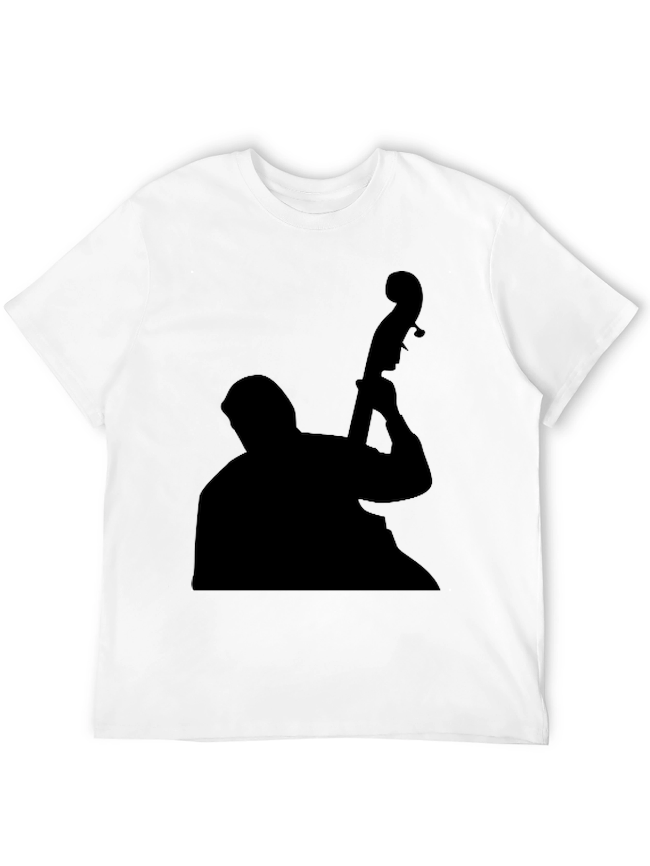 Jazz Bass Player Silhouette Black T-Shirt