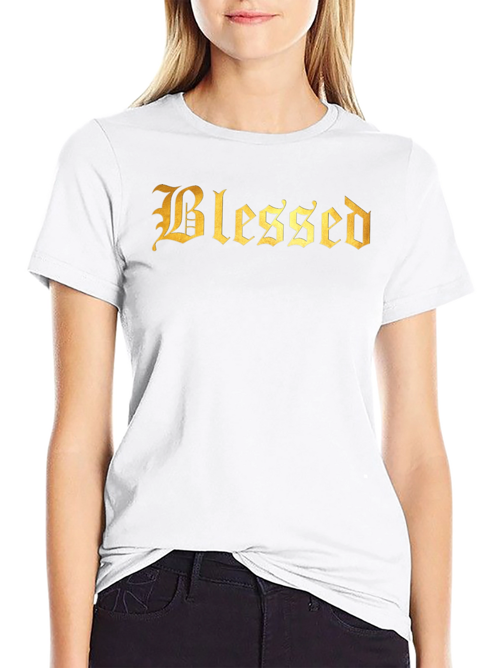 Blessed Gold Graphic Black T-Shirt