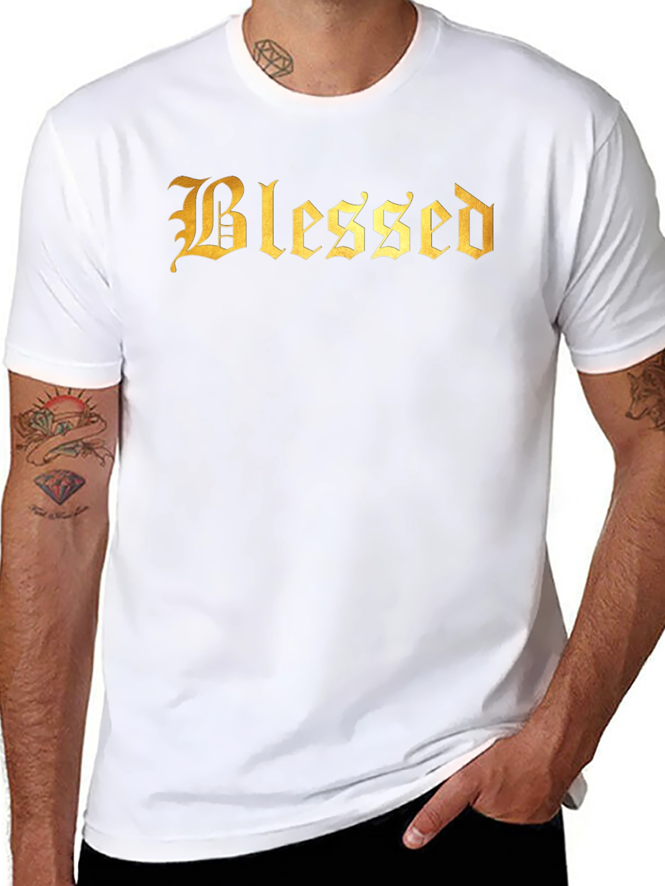 Blessed Gold Graphic Black T-Shirt