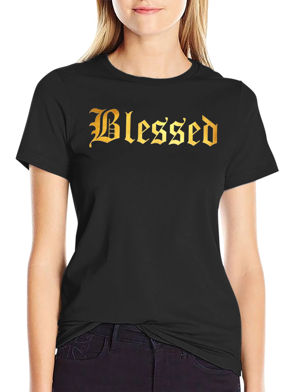 Blessed Gold Graphic Black T-Shirt