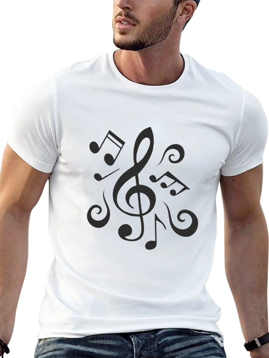 Music Notes Black T-Shirt