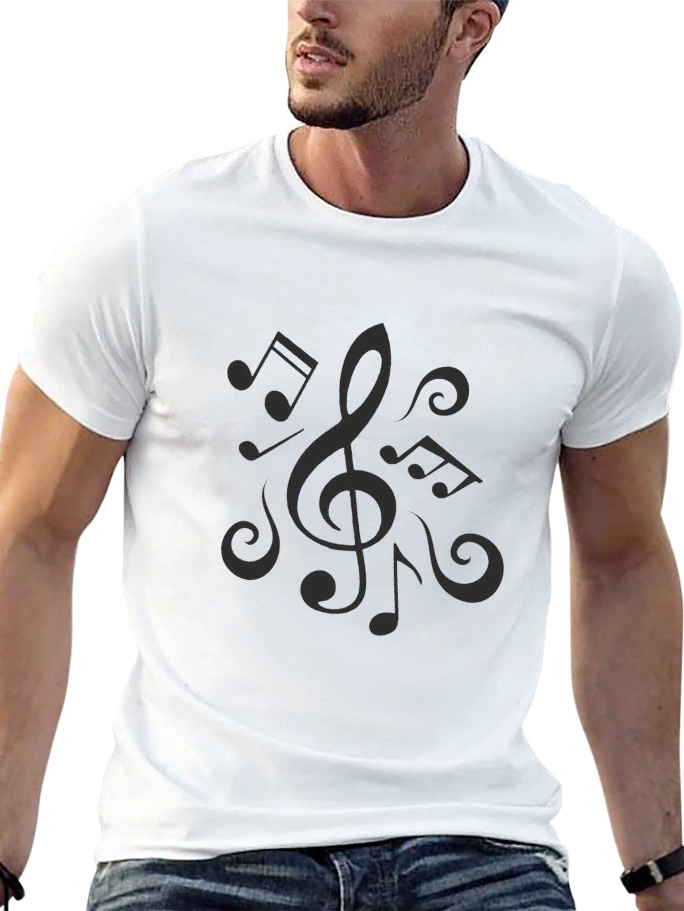Music Notes Black T-Shirt