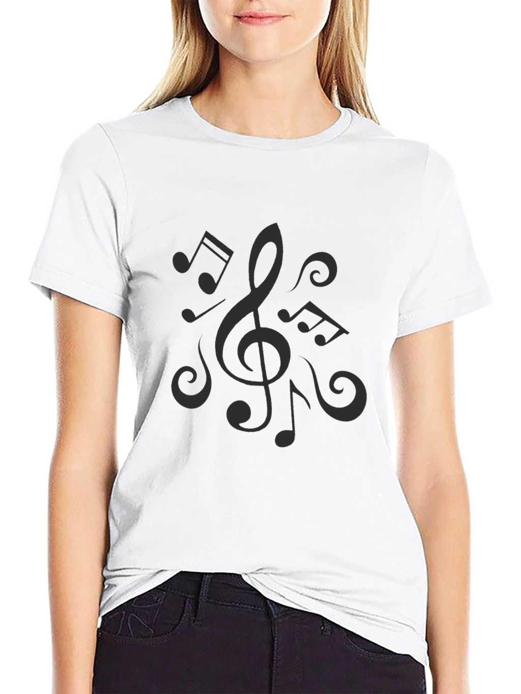 Music Notes Black T-Shirt