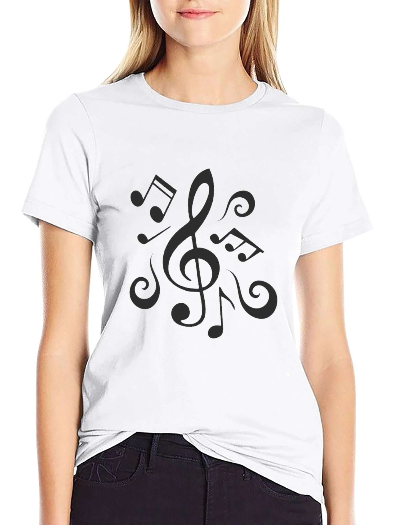 Music Notes Black T-Shirt