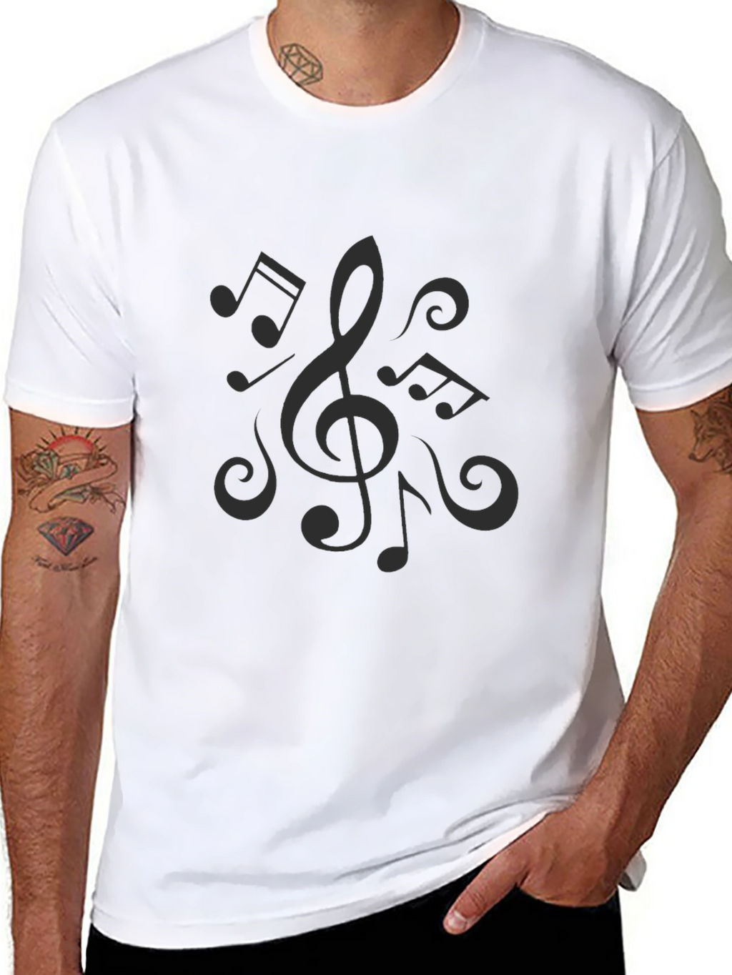 Music Notes Black T-Shirt