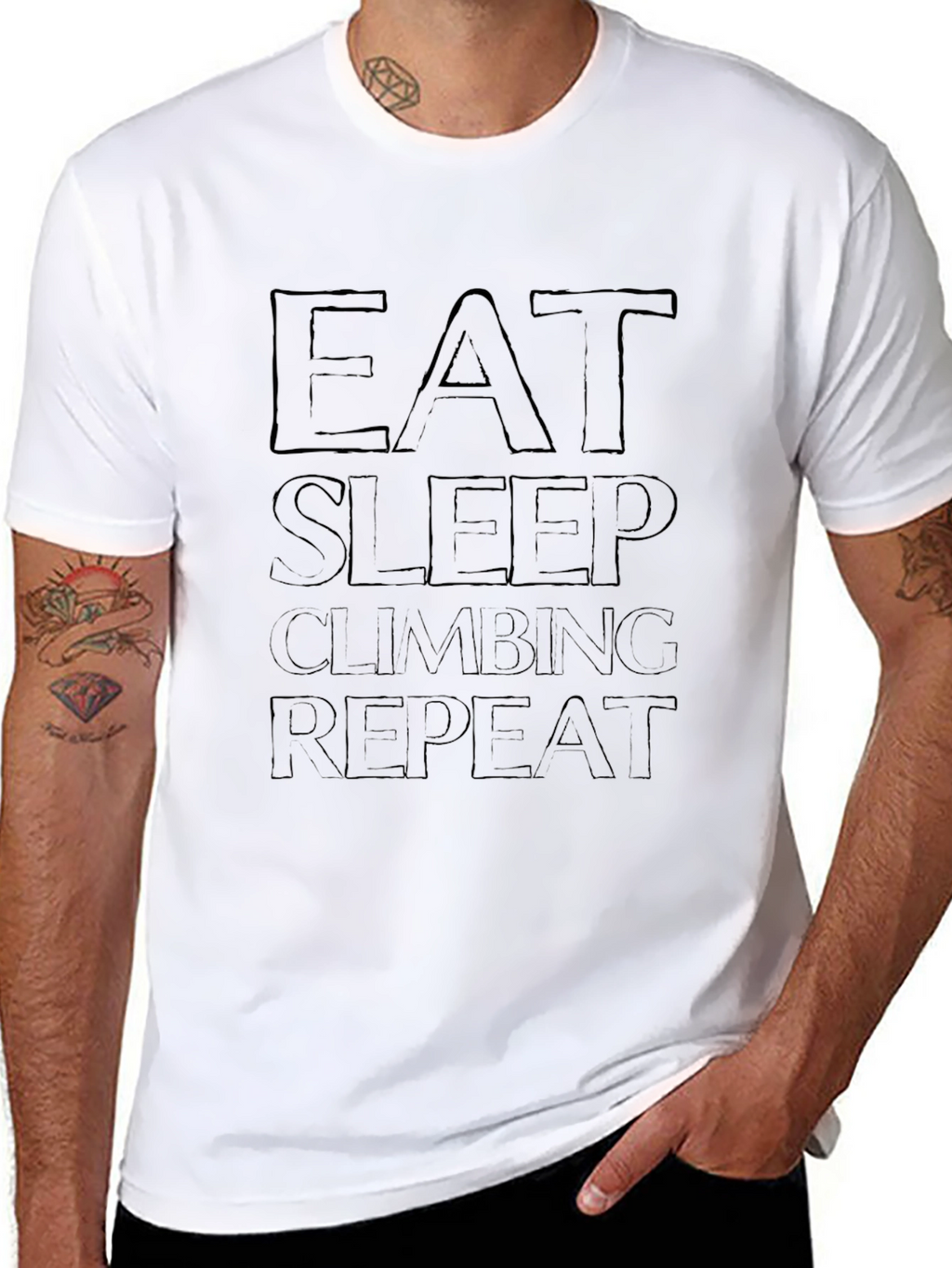 Eat Sleep Climbing Repeat Black Graphic Tee