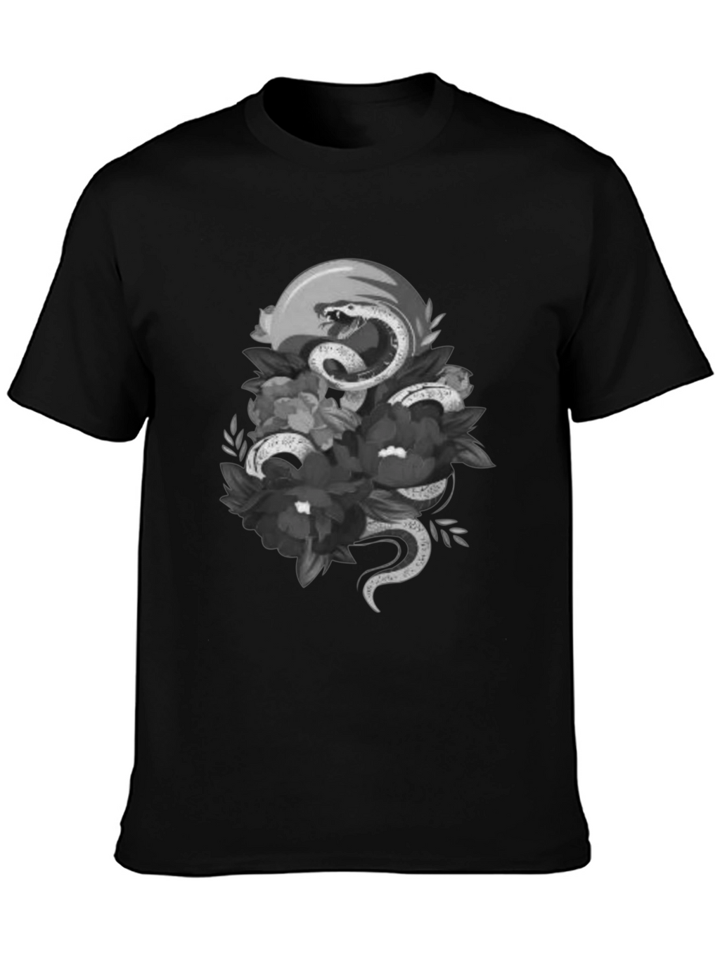 Snake & Floral Graphic Tee - Unique Design