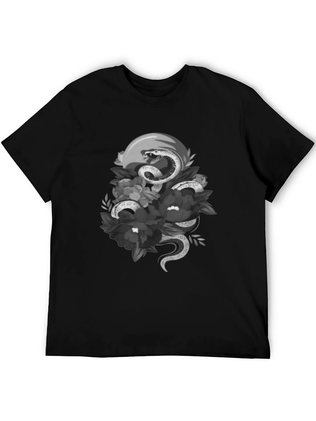 Snake & Floral Graphic Tee - Unique Design