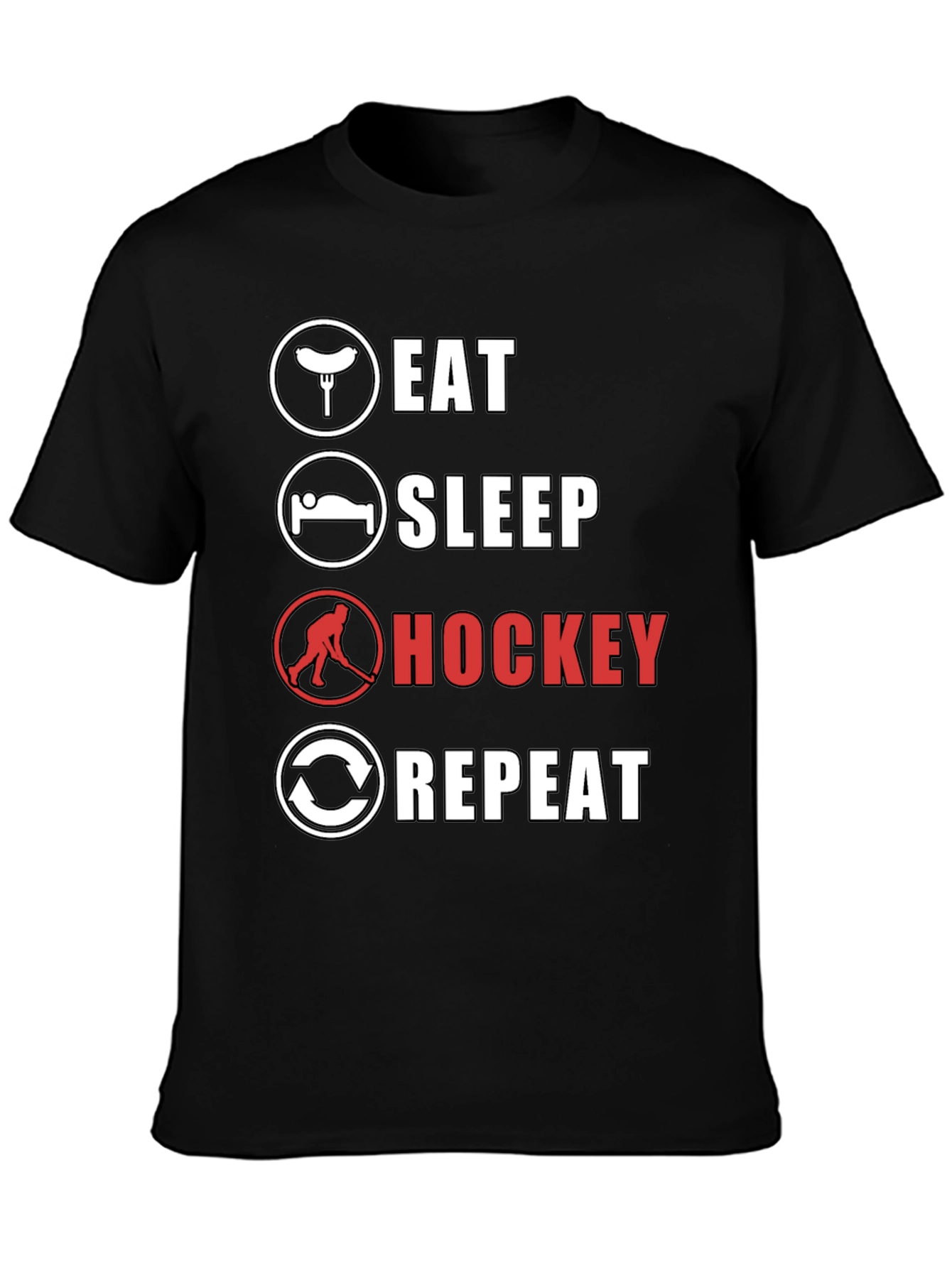 Eat Sleep Hockey Repeat Graphic Tee