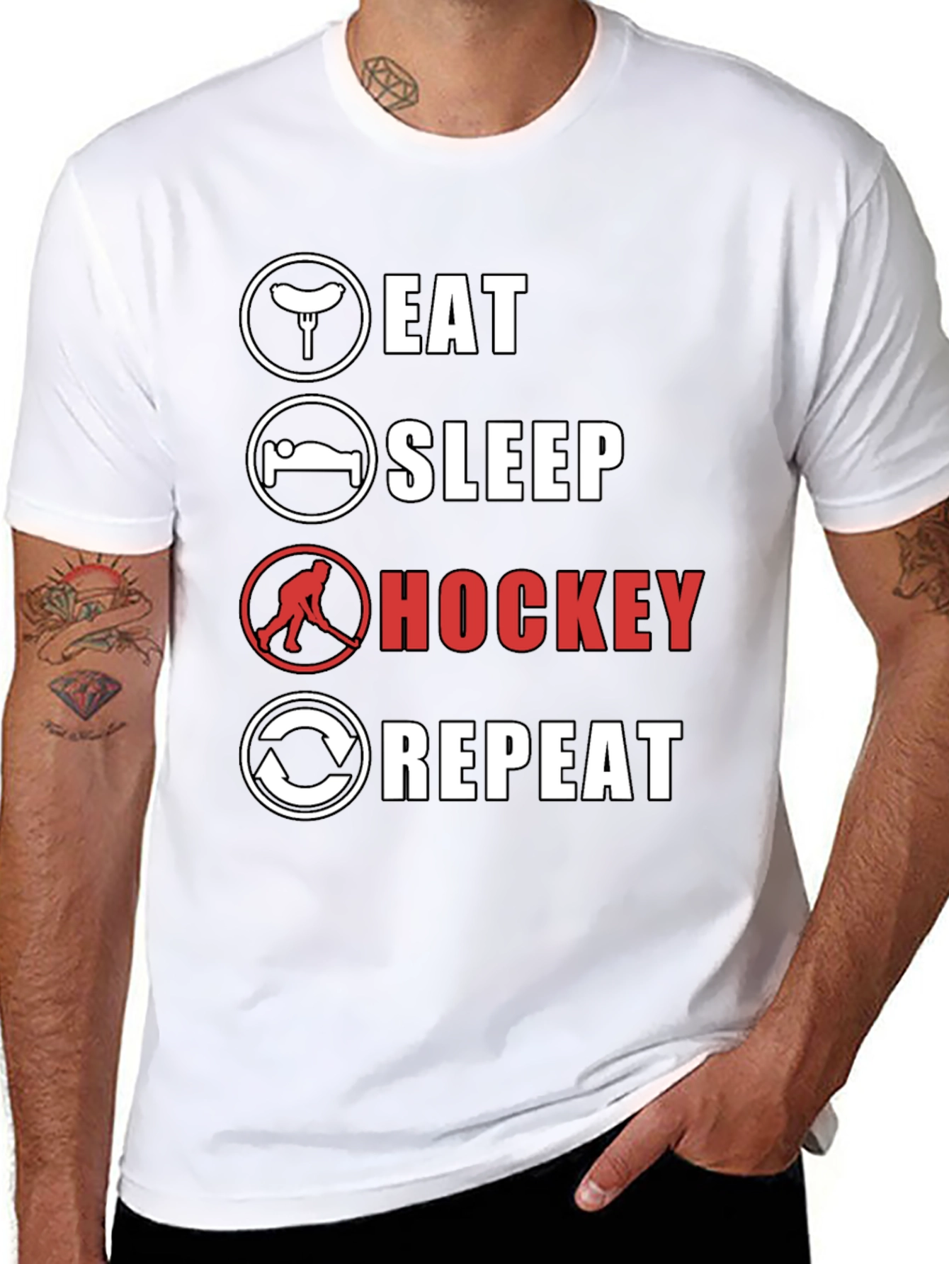 Eat Sleep Hockey Repeat Graphic Tee