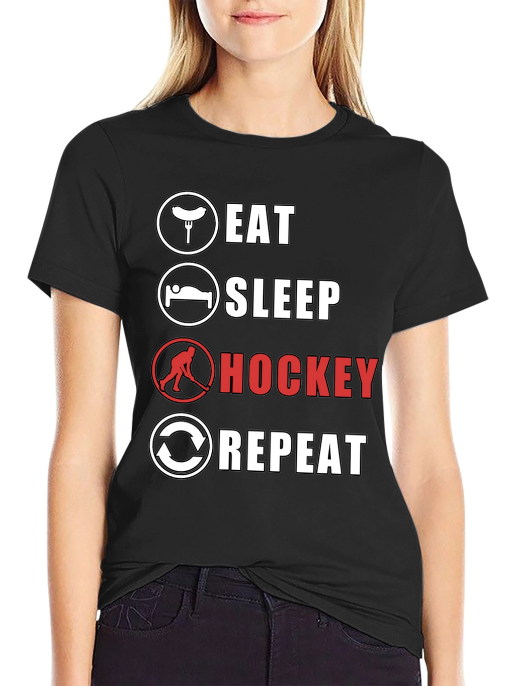 Eat Sleep Hockey Repeat Graphic Tee