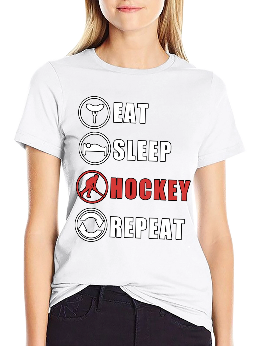 Eat Sleep Hockey Repeat Graphic Tee