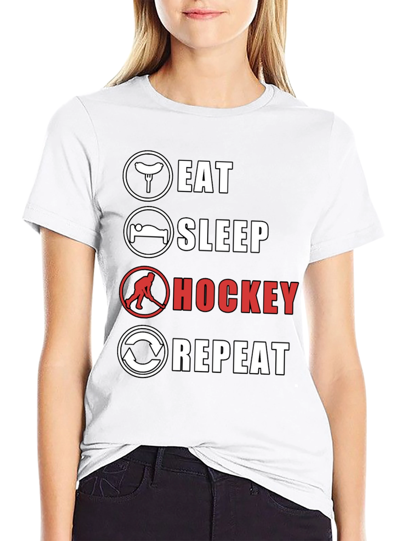 Eat Sleep Hockey Repeat Graphic Tee