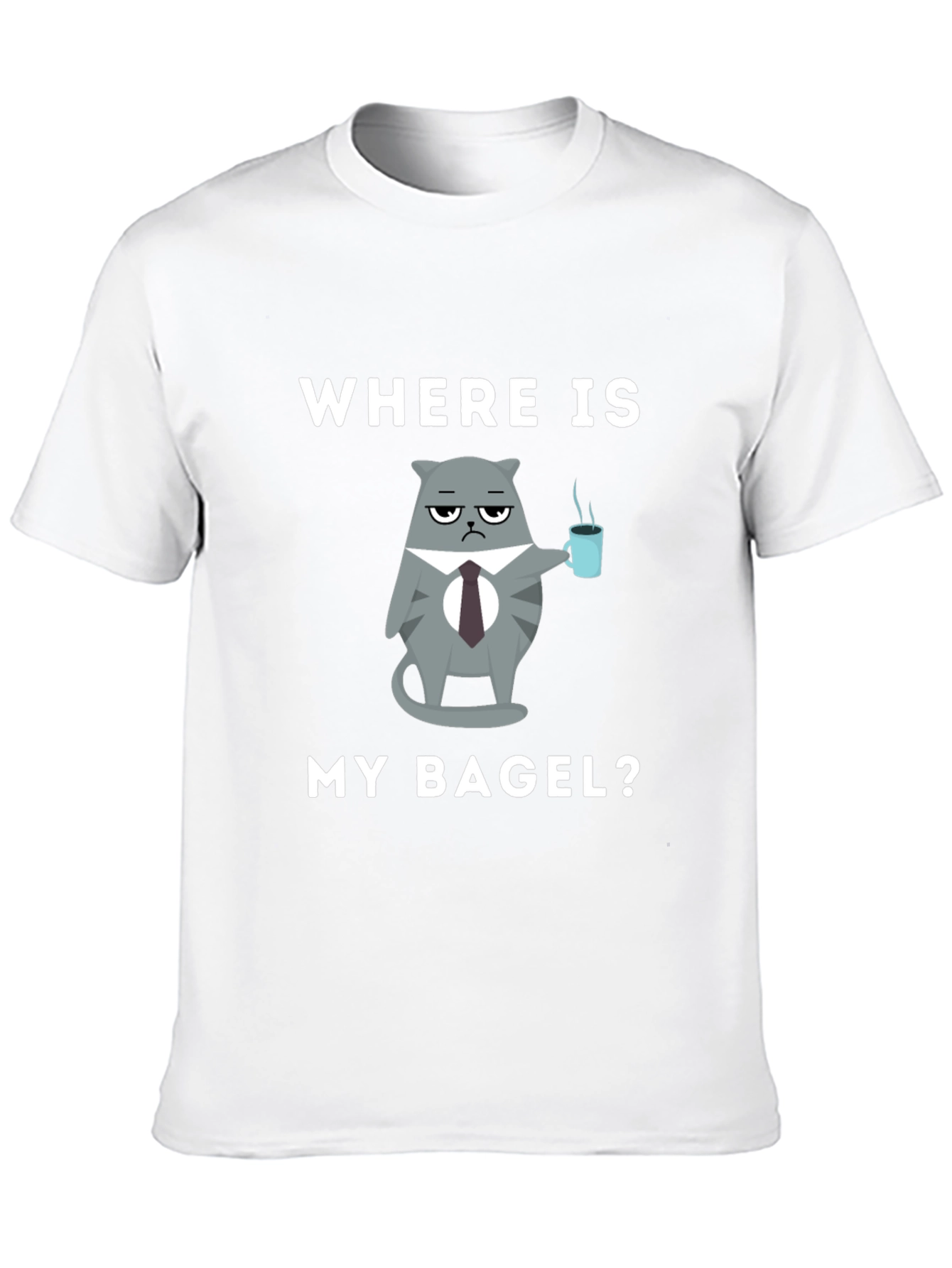 Where Is My Bagel? Cat Coffee T-Shirt