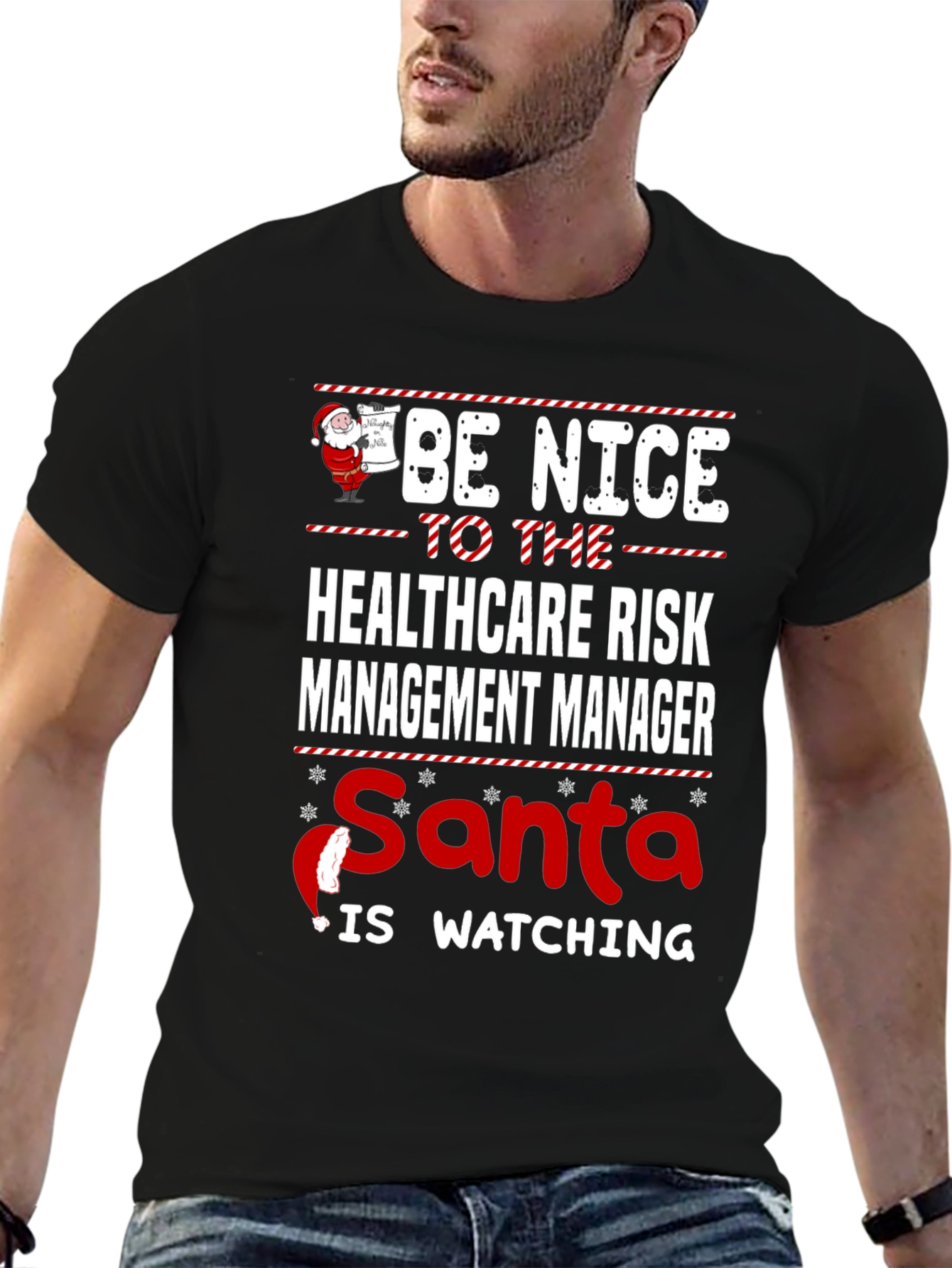 Funny Healthcare Risk Manager Santa Christmas T-Shirt