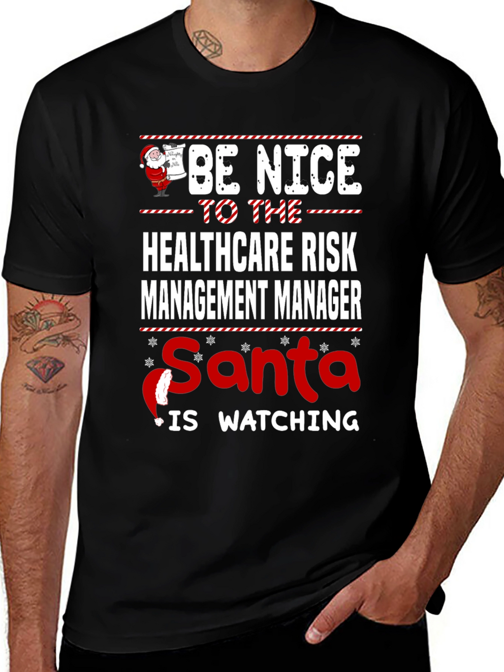 Funny Healthcare Risk Manager Santa Christmas T-Shirt