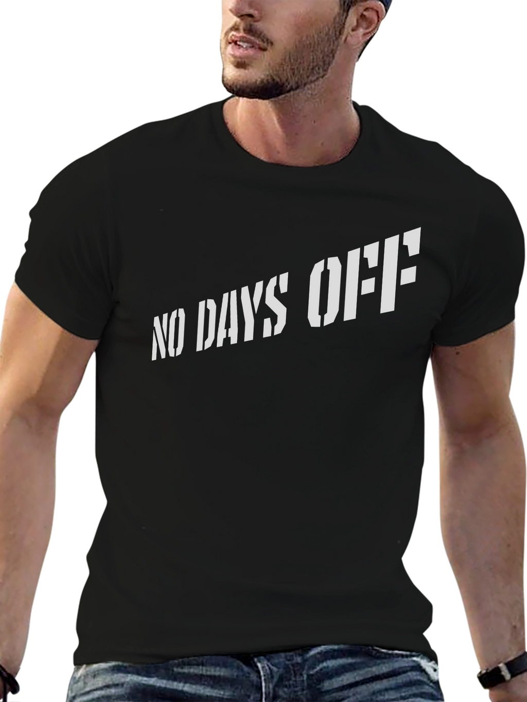 Mens No Days Off Black Graphic Tee