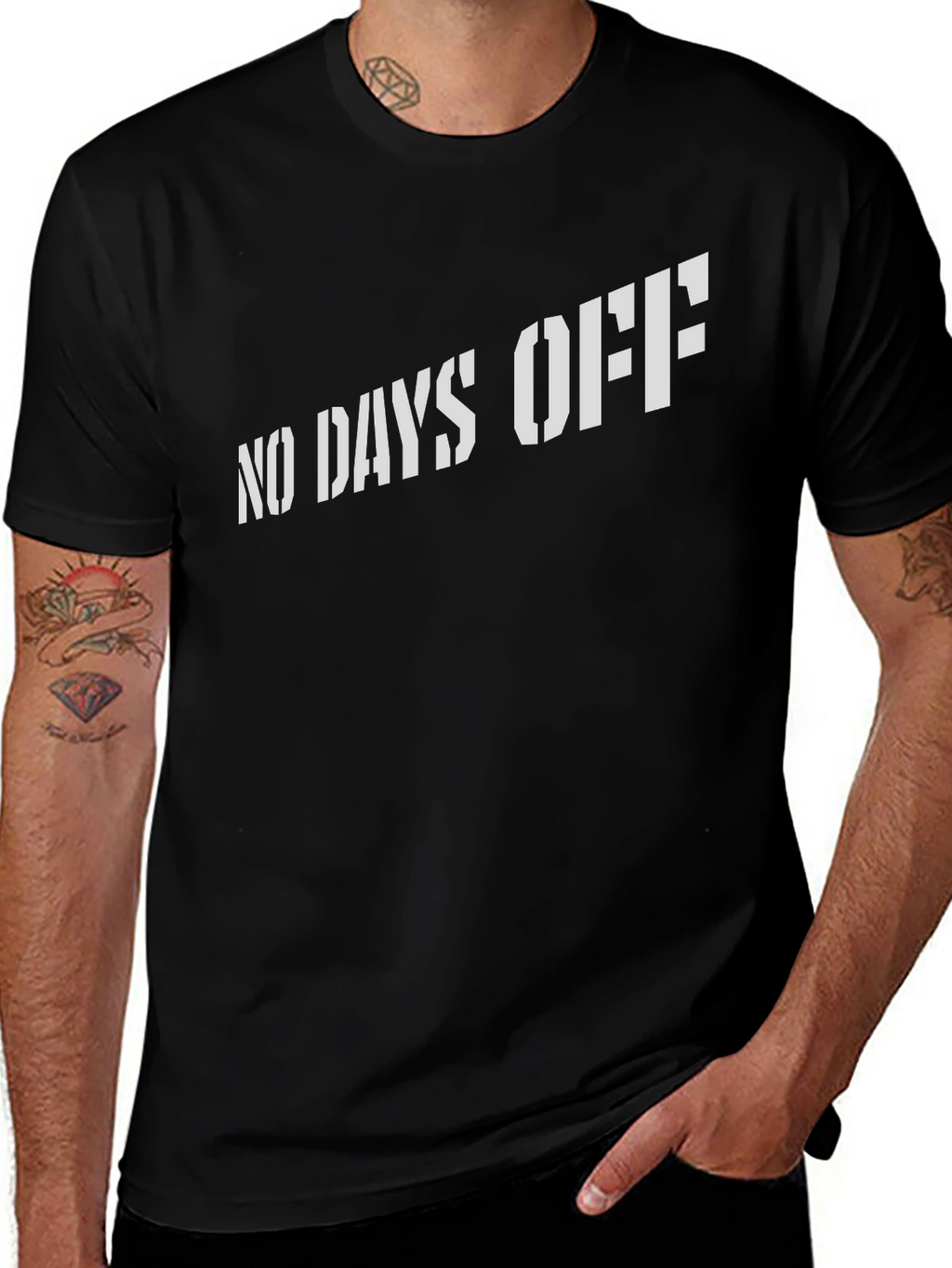Mens No Days Off Black Graphic Tee