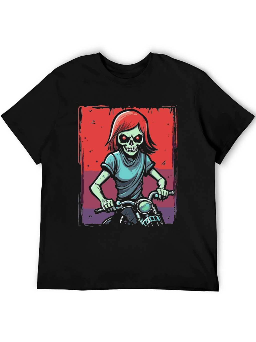 Skull Rider Graphic Tee - Edgy Motorcycle Design