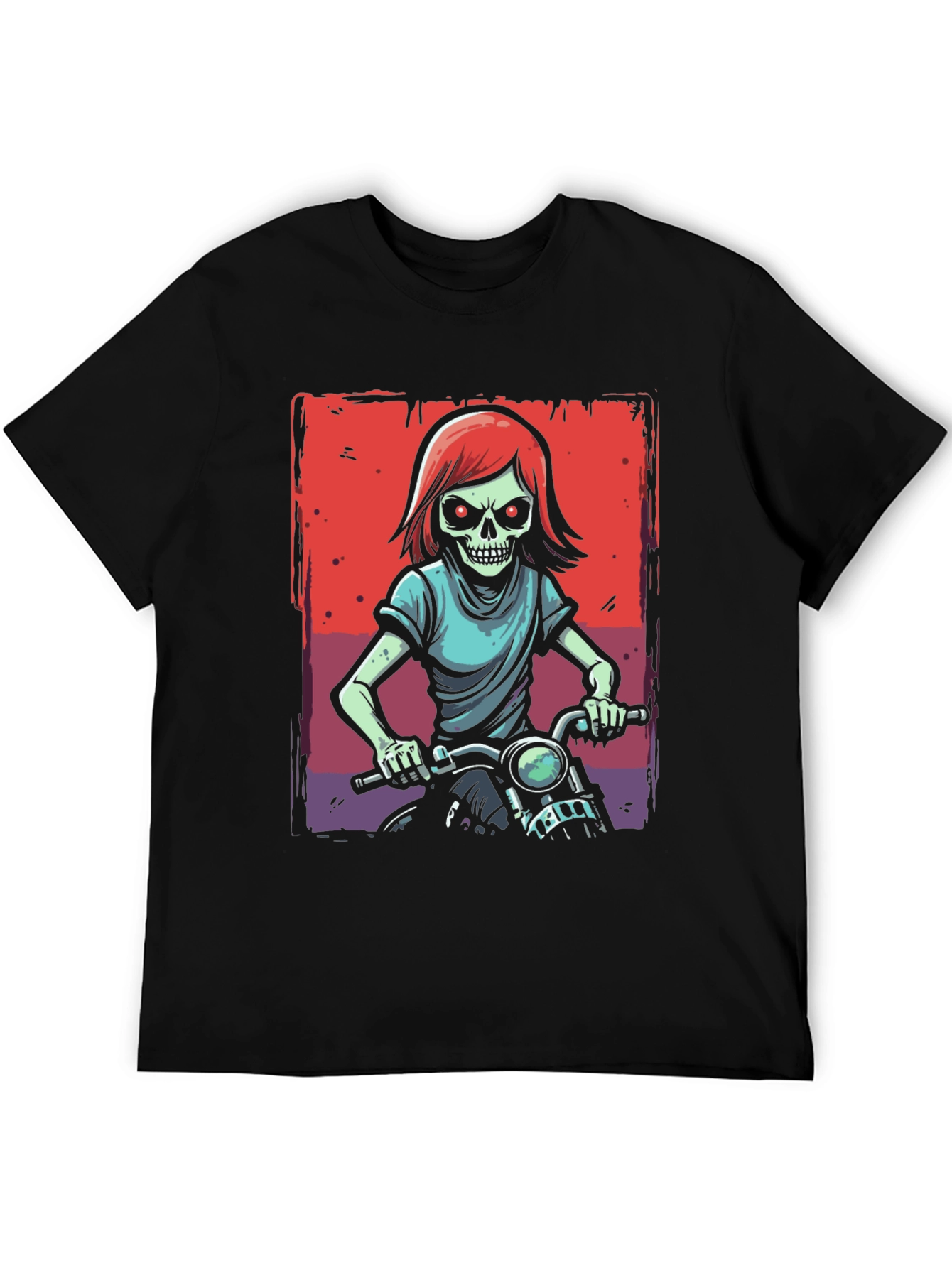 Skull Rider Graphic Tee - Edgy Motorcycle Design