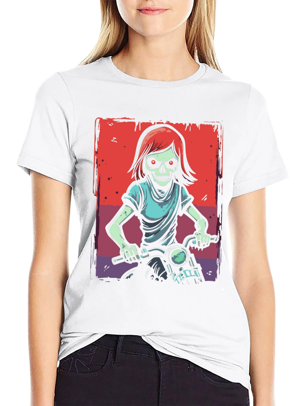 Skull Rider Graphic Tee - Edgy Motorcycle Design