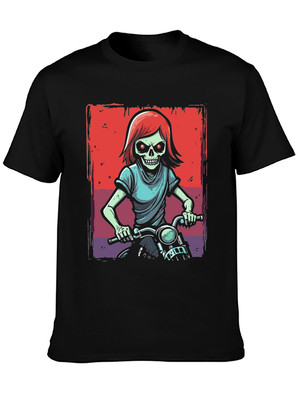 Skull Rider Graphic Tee - Edgy Motorcycle Design