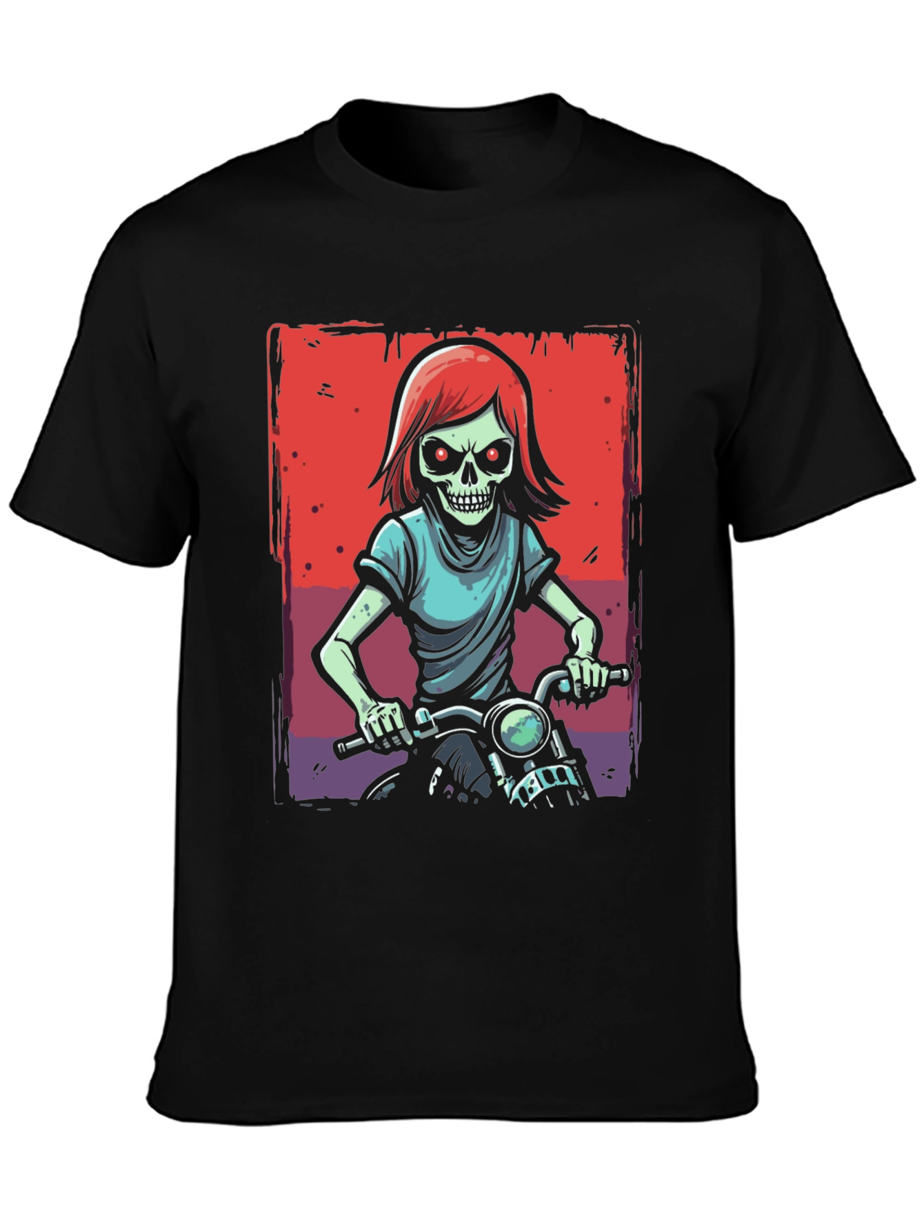 Skull Rider Graphic Tee - Edgy Motorcycle Design