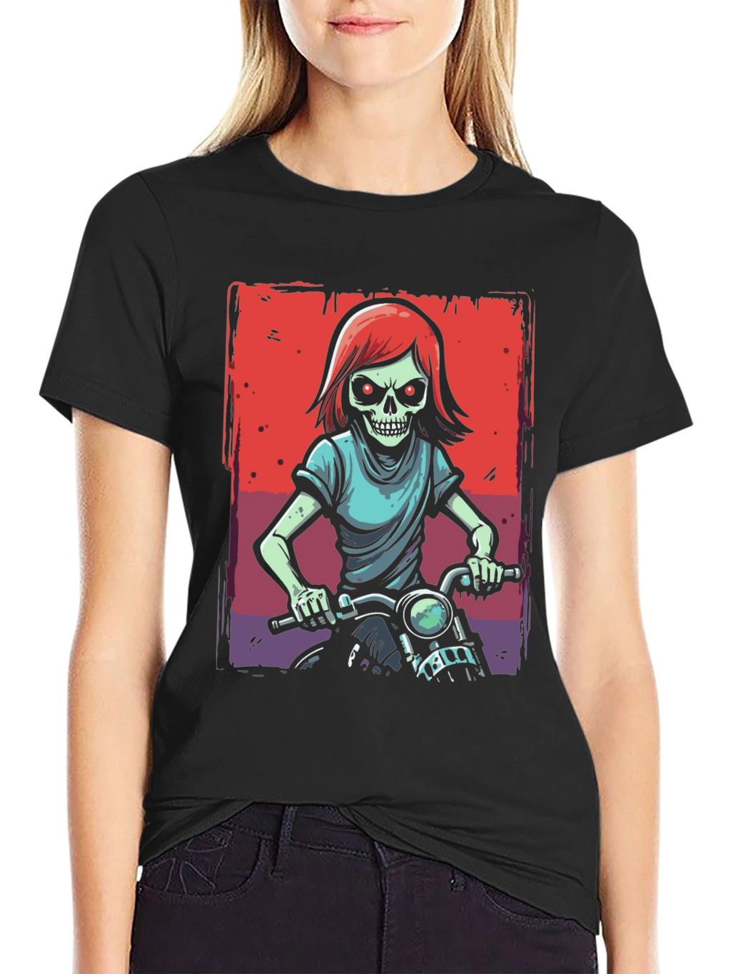 Skull Rider Graphic Tee - Edgy Motorcycle Design