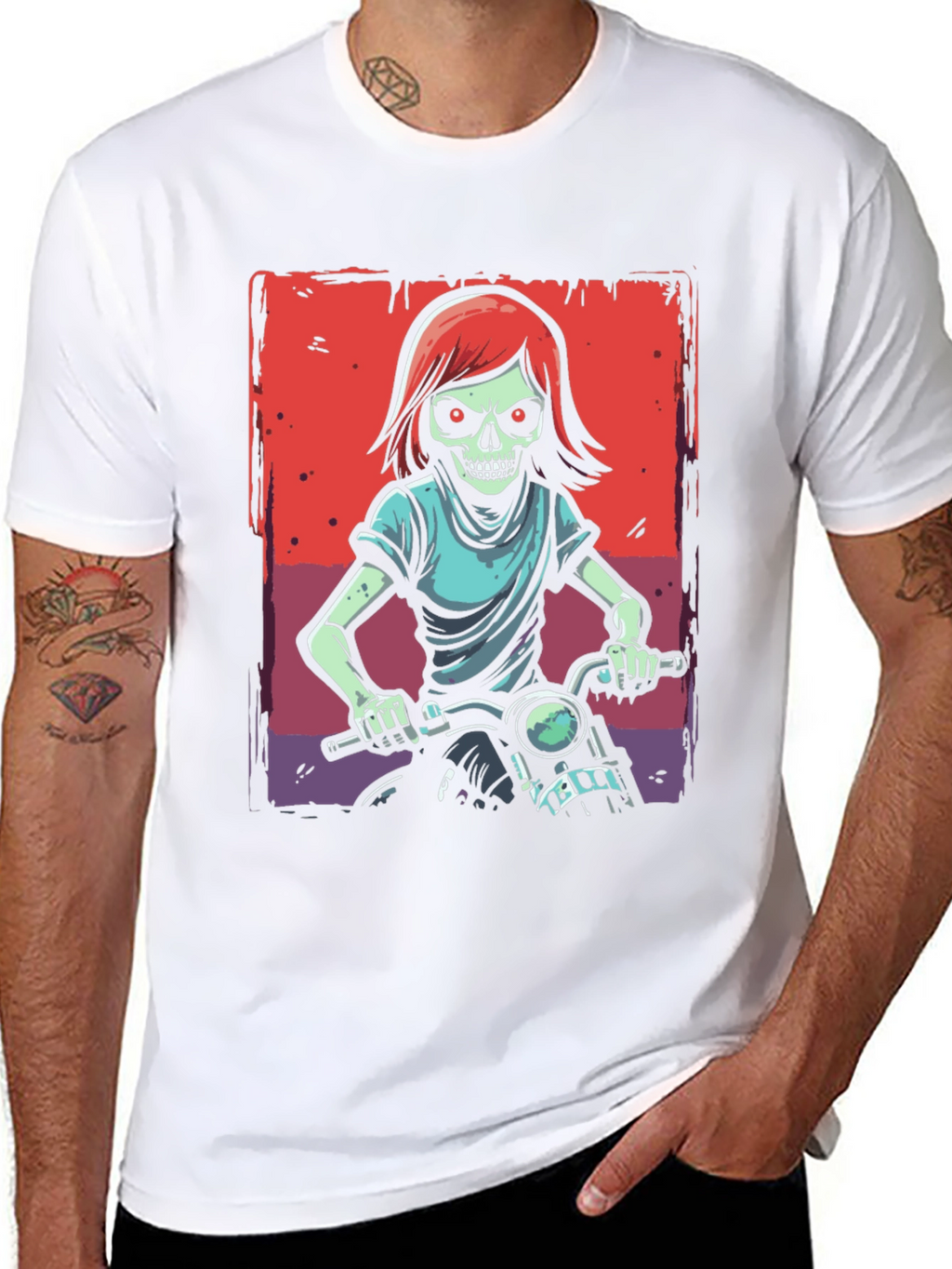 Skull Rider Graphic Tee - Edgy Motorcycle Design