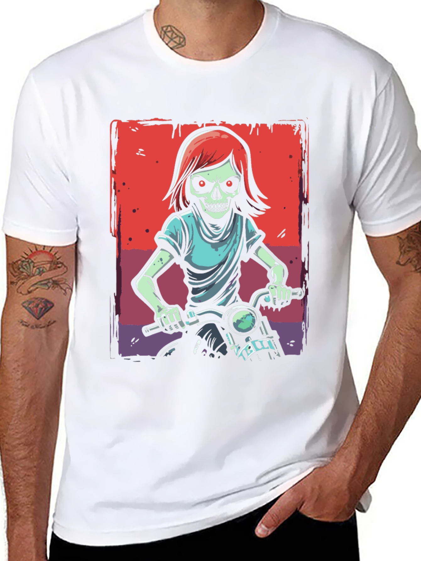 Skull Rider Graphic Tee - Edgy Motorcycle Design