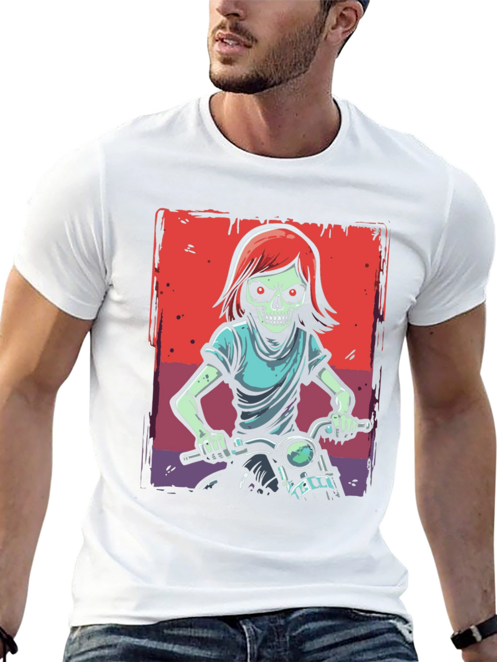 Skull Rider Graphic Tee - Edgy Motorcycle Design